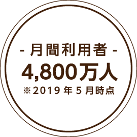 -月間利用者-4,800万※2019年5月時点